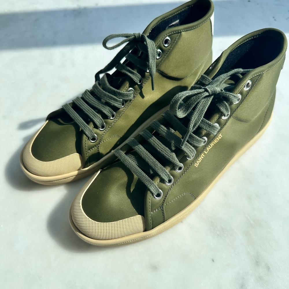 Saint Laurent Men's Olive High-Top Sneakers